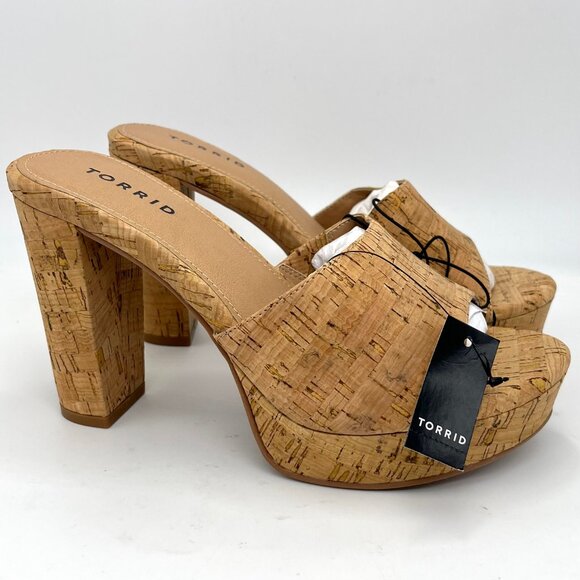 New Torrid Tan Platform Cork Heels - Size 8W - Picture 2 of 7